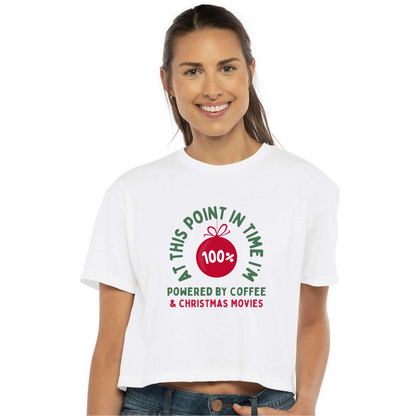 Powered by Christmas & Coffee Cropped Top T-Shirt